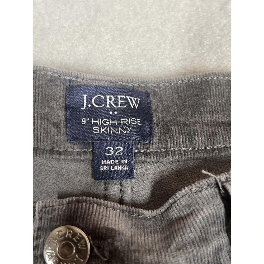 J.Crew Women's Size 32 High-Rise Skinny Corduroy Pants Gray Button Fly - Picture 4 of 7